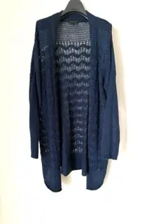 theory レース編みカーディガン COTTON 100% ネイビー　Sのサムネイル