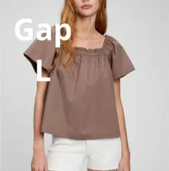 GAP ギャップ トップス フラッタースリーブ ブラウス Lサイズ 茶色 美品のサムネイル