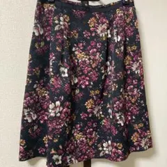 アリスバーリー ネイビー 花柄 フレアスカート