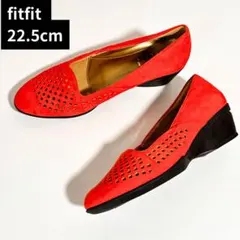 未使用級⭐︎Fitfit オレンジ　パンプス　22.5cm スエードのサムネイル