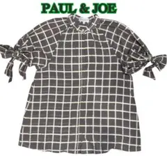 PAUL & JOE チェックブラウス 袖リボンスリーブ フランス製のサムネイル