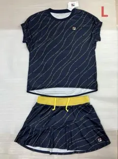 FILAフィラ＊デイジー刺繍柄巻きスコートキュロットと水色ロングスリーブTシャツ FILAフィラ＊デイジー刺繍柄巻きスコートキュロットと水色ロング