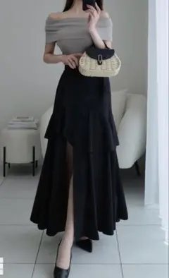 《GRL》予約品！アシンメトリーラッフルスリットスカート 【ask137］