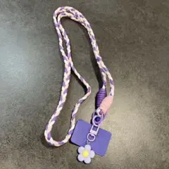 紫色と白のスマホショルダーストラップ