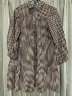 zara チェック柄 長袖シャツワンピース