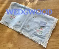 未使用❣️ WEDGWOOD 水色 花柄刺繍 タオルハンカチ