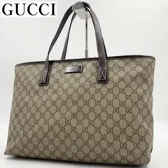 【✨美品✨】グッチ トートバッグ GGスプリーム 肩掛け可 A4可 ブラウン
