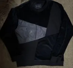 異素材　トレーナー　スウェット　メンズビギ　レザー　ベロア　コットン　切り替え