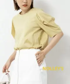 NOLLEY’S◇【WEB限定】袖タックコットンTシャツ◆イエロー系