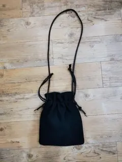 メッシュドローストリングショルダーバッグ 黒