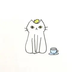 【1173】【白猫の絵】オリジナル手描きアナログイラスト原画　自作創作アート作品