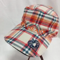 Ladiesゴルフ/チェック柄キャップ ハート刺繍/VIVA HEART/美品