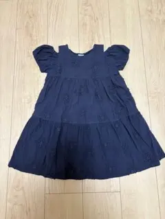 プティマイン お花レースワンピース ネイビー 110cm