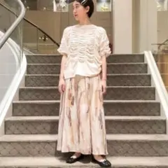 Ray BEAMS シフォンプリントAラインスカート ロングスカート　フレア