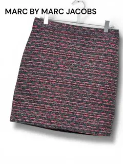 MARC BY MARC JACOBS ひざ上 スカート 赤 黒 ツィード 0