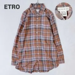 ETRO/エトロ コレクション長袖シャツ L チェック イタリア製 ジャパンタグのサムネイル