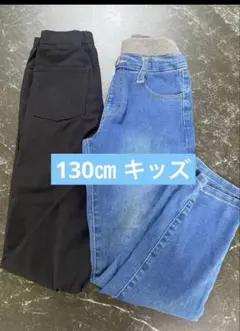 キッズ 長ズボン デニム ブラック 130cm ボトムス　子ども服