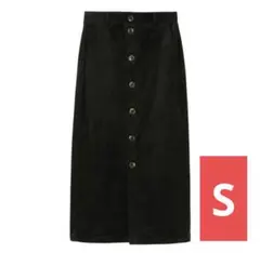 ■美品■GU コーデュロイ フロントボタン ナロースカート ブラック S