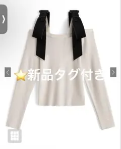 GRL ベロアリボンオフショルダーリブニットトップス[pm812]