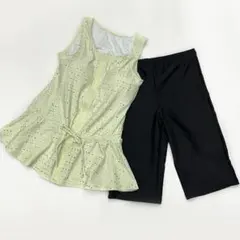 １３号L 前開き水着 フレアデザインイエロープリント