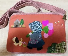 ★新作★スーちゃん＆いぬ＆お花　小ショルダー・ポシェット　ハンドメイド　ピンク系
