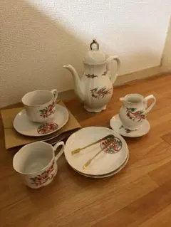 昭和レトロ　花柄ティーセット 陶器製　未使用　♯5/4まで出品♯