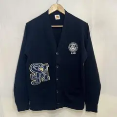スクールカーディガン　メキシコ製　紺色　M アメリカ古着アメカジファッション