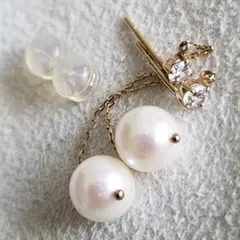 あこやパール×ジルコニア♡【ブルーム】K10 ゴールドピアス☆アガット 好きも