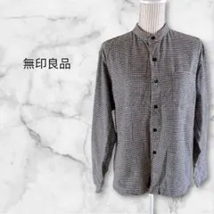 無印良品 チェック柄コットン長袖シャツ ブラック ホワイト S