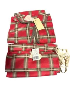 フリース素材　新品未使用　赤とグレー　チェック柄　セパレートタイプ　羽織り