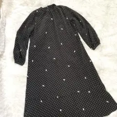 美品IEDIT イディット ムーミン　黒いドット柄 ロングワンピース　Ｍ　完売品
