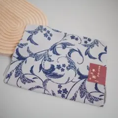 [花唐草ブルー]帯揚げ 正絹 丹後ちりめん 日本製