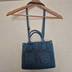 美品　 2WAY　ショルダー　デニム風　ポケット　ミニトート