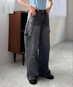 【値下げ】feepurジーンズ デニム デニムパンツサイドスリットストレート