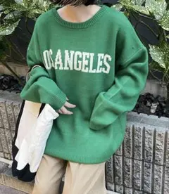 WEGO カレッジロゴBIGセーターグリーン