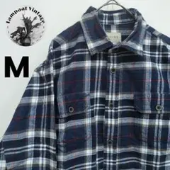 US古着 フランネルシャツ JACHS ネイビー ホワイト M