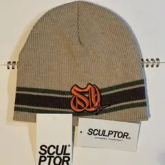SCULPTOR ベージュ ニット帽3D Monogram Stripe 新品