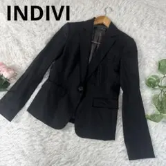INDIVI インディヴィ　テーラードジャケット　ブラック　ストライプ 38