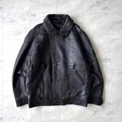 【名品図鑑】ビンテージ ラムレザージャケット 短丈 XL相当 ブラック 90sのサムネイル