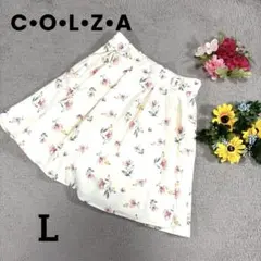 C•O•L•Z•A コルザ ミニスカート風 パンツ ウエストゴム 花柄 Lサイズ