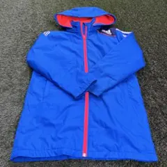 adidas フード付きベンチコート 青　140