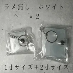 ラメ無しホワイト ミニシール帳 2個セット　1寸＋2寸　キーホルダー付き クリア