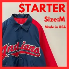 【美品】USA製　古着　スターター　MLB　インディアンズ　スタジャン　M
