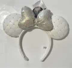 【新品】ミニー型カチューシャ ホワイト　キルティング　パール