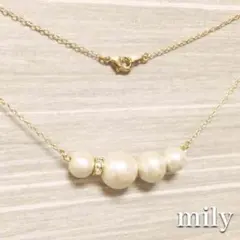 コットンパール♡ネックレス ロンデル付き