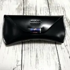 ハンドメイド眼鏡ケース艶ブラック本革