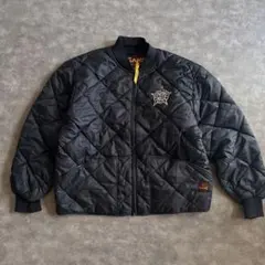 GAME シカゴポリス 刺繍 中綿キルティングジャケット 黒　ゆるダボメンズ古着