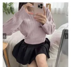 【新品】グレイル　ケーブル編みロゴ刺繍ニットトップス