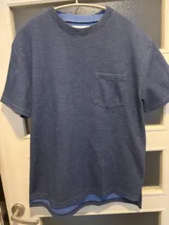 INHERIT メンズ 半袖 ポケットTシャツ デニム調　ブルー