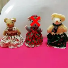 ハンドメイドのネズミの奥さんとくまの女の子　２体